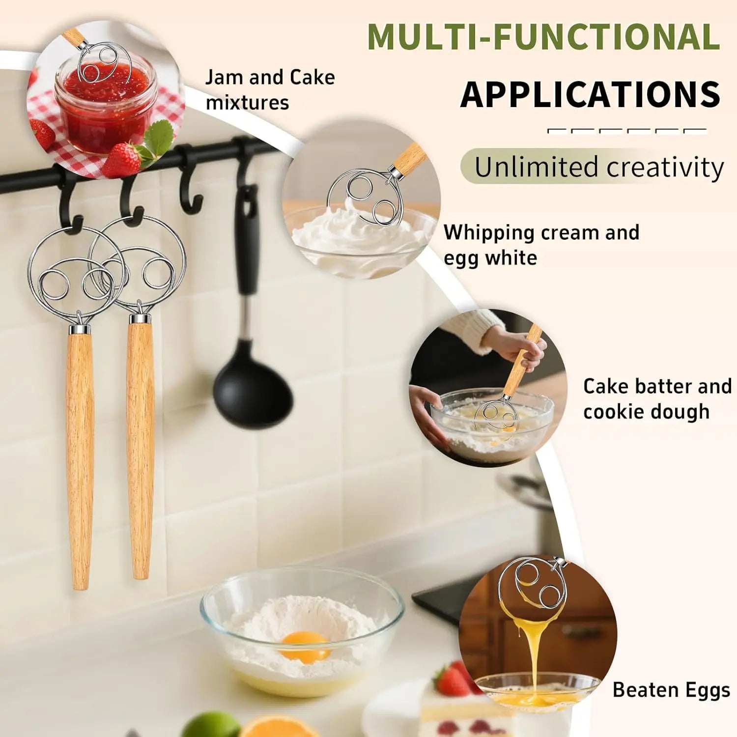 Wooden Handle Dough Mixer